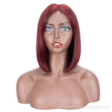 Sweet and cute glueless wigs wholesale 180% Density Brazilian Straight Hair Lace Front Wig Human Hair Wigs bob for black woman